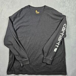 Carhartt T-Shirt Mens 2XL Black Long Sleeve Original Fit Spell-Out Logo Workwear
